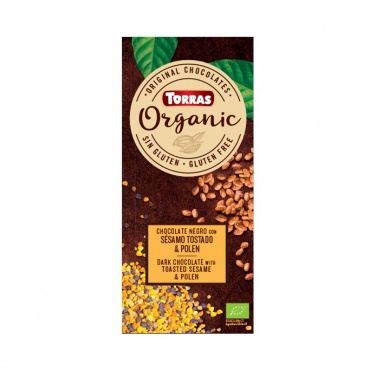 BIO TEMNA ČOKOLADA S SEZAMOM IN CVETNIM PRAHOM, 100gr