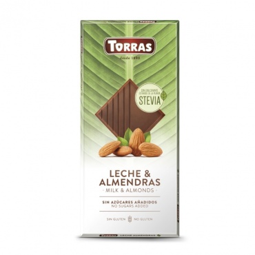 STEVIA,MLEČNA ČOKOLADA Z MANDLJI, 125G